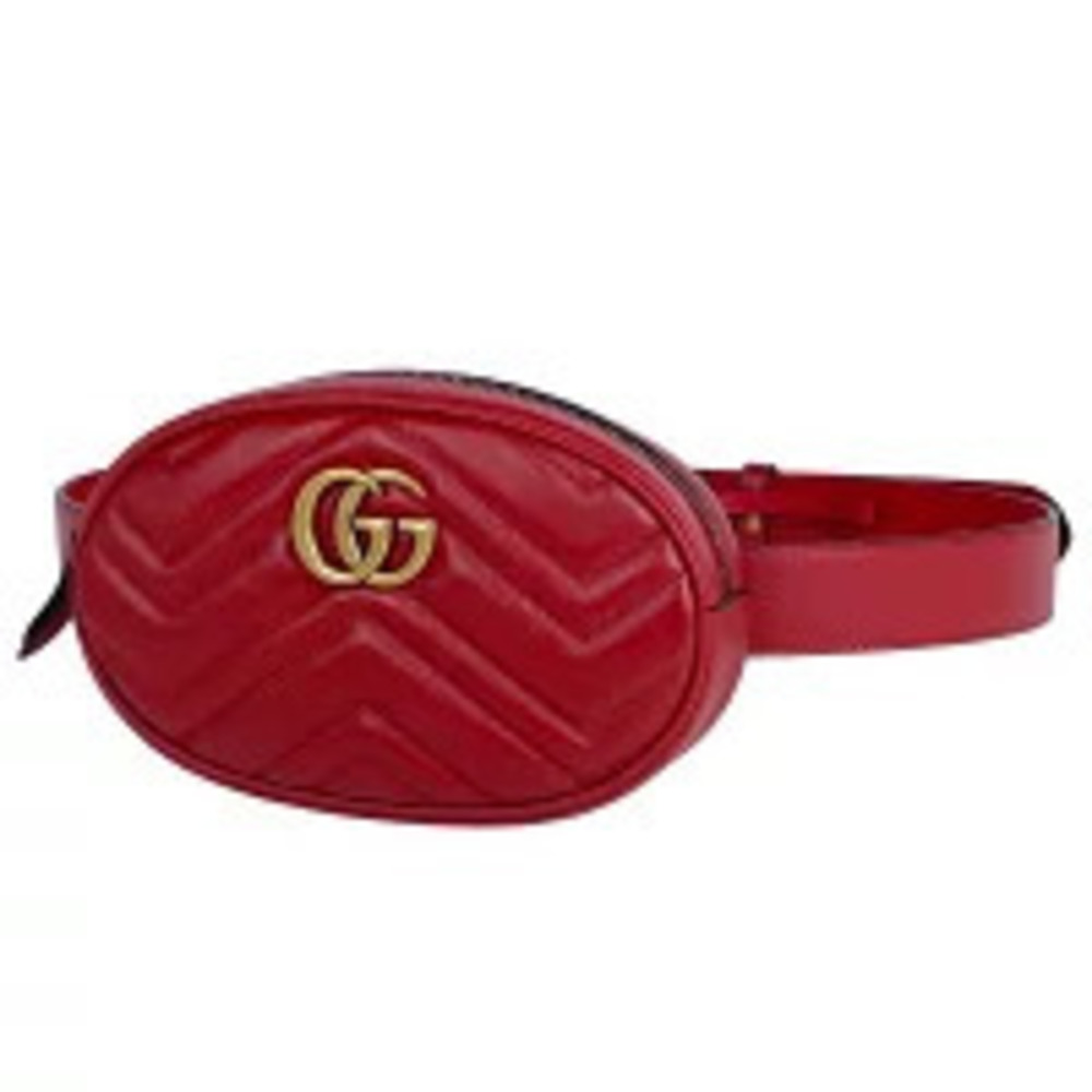 Gucci GG Marmont Waist Bag Belt Body Belt Bum Crossbody Leather Red